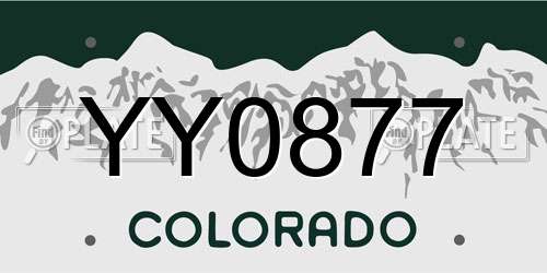 YY0877 Colorado License Plate