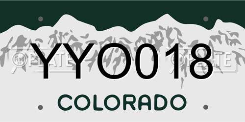 YYO018 Colorado License Plate