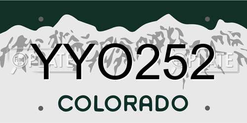 YYO252 Colorado License Plate
