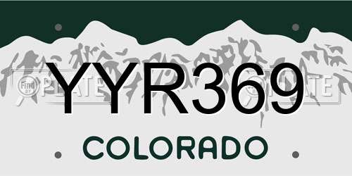 YYR369 Colorado License Plate