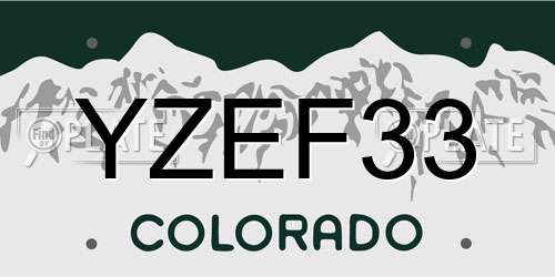 YZEF33 Colorado License Plate