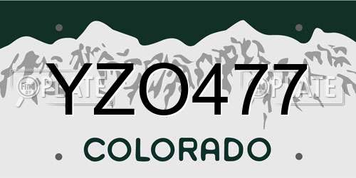 YZO477 Colorado License Plate
