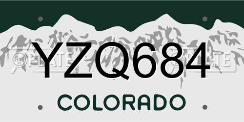 YZQ684 Colorado License Plate