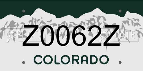 Z0062Z Colorado License Plate