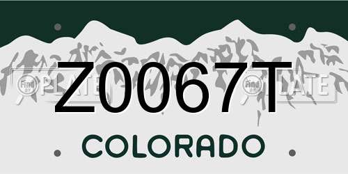 Z0067T Colorado License Plate