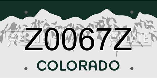 Z0067Z Colorado License Plate