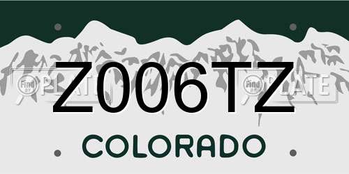 Z006TZ Colorado License Plate