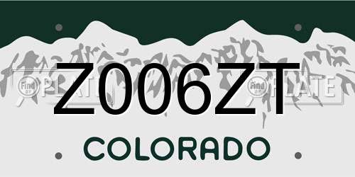 Z006ZT Colorado License Plate
