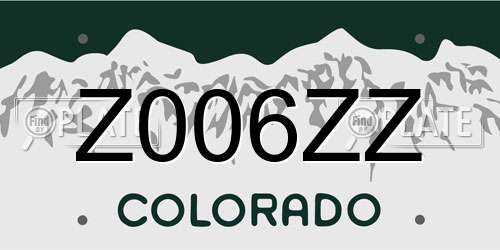 Z006ZZ Colorado License Plate