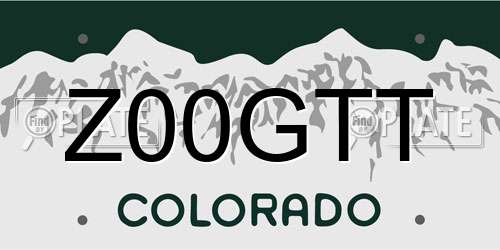 Z00GTT Colorado License Plate
