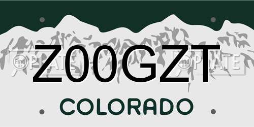 Z00GZT Colorado License Plate