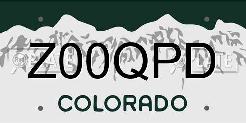 Z00QPD Colorado License Plate