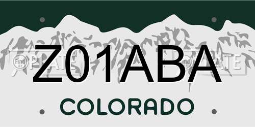 Z01ABA Colorado License Plate