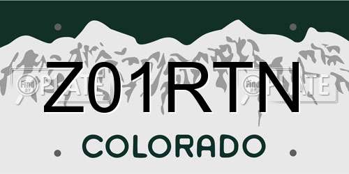 Z01RTN Colorado License Plate