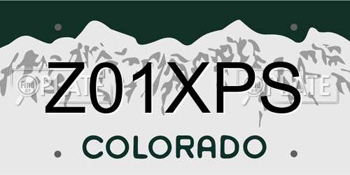 Z01XPS Colorado License Plate
