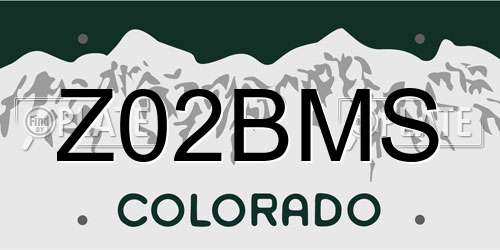 Z02BMS Colorado License Plate