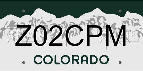 Z02CPM Colorado License Plate