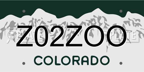 Z02ZOO Colorado License Plate