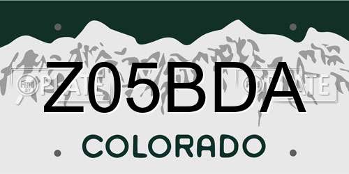 Z05BDA Colorado License Plate