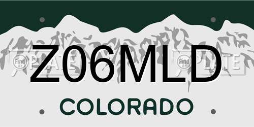 Z06MLD Colorado License Plate