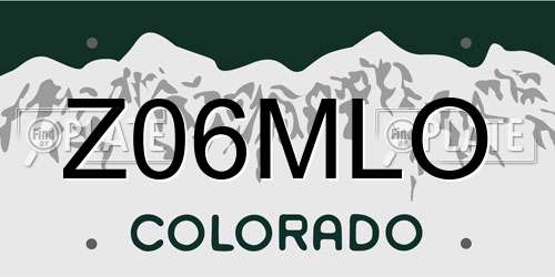 Z06MLO Colorado License Plate