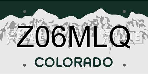 Z06MLQ Colorado License Plate