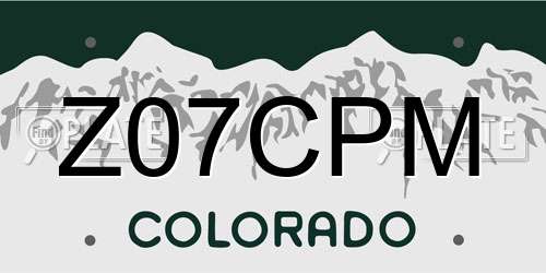 Z07CPM Colorado License Plate