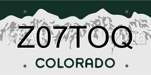 Z07TOQ Colorado License Plate