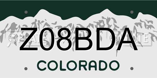 Z08BDA Colorado License Plate