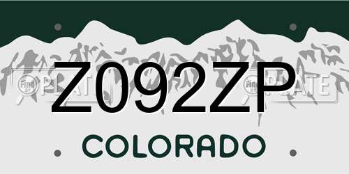 Z092ZP Colorado License Plate