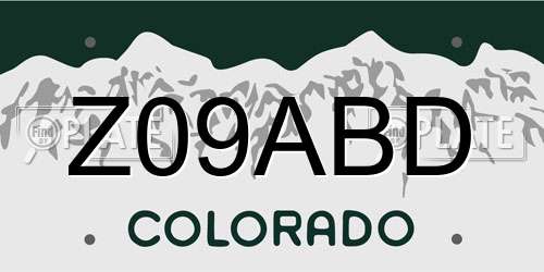 Z09ABD Colorado License Plate