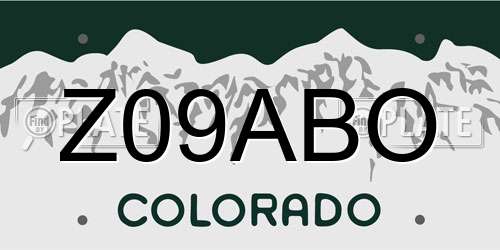 Z09ABO Colorado License Plate