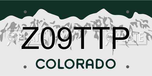 Z09TTP Colorado License Plate