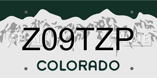 Z09TZP Colorado License Plate
