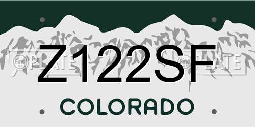 Z122SF Colorado License Plate