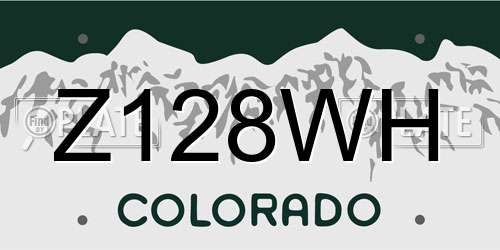 Z128WH Colorado License Plate