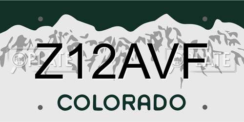 Z12AVF Colorado License Plate