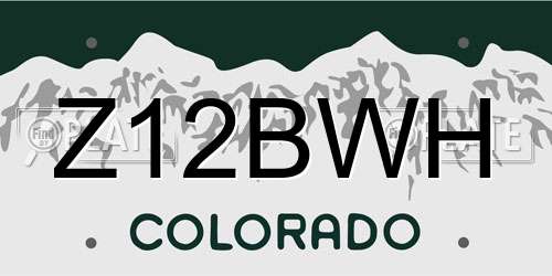 Z12BWH Colorado License Plate