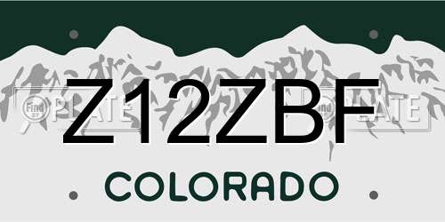 Z12ZBF Colorado License Plate