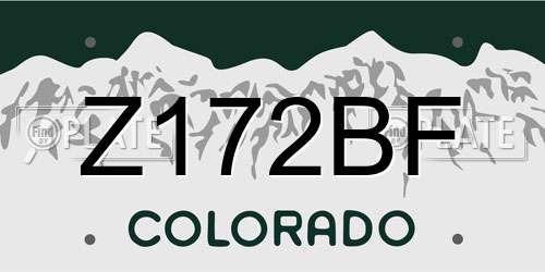 Z172BF Colorado License Plate