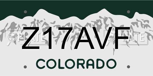 Z17AVF Colorado License Plate
