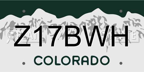 Z17BWH Colorado License Plate