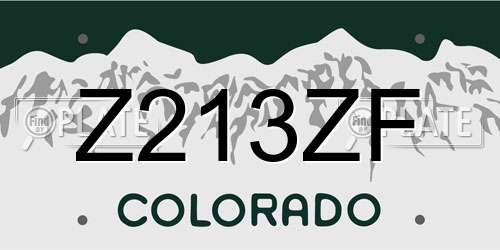 Z213ZF Colorado License Plate