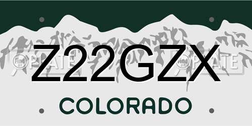 Z22GZX Colorado License Plate