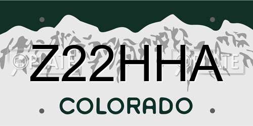Z22HHA Colorado License Plate