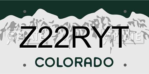 Z22RYT Colorado License Plate