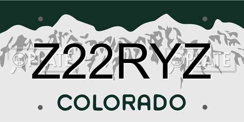Z22RYZ Colorado License Plate