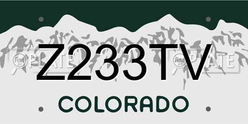 Z233TV Colorado License Plate
