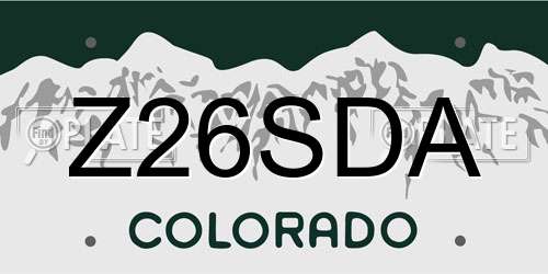 Z26SDA Colorado License Plate