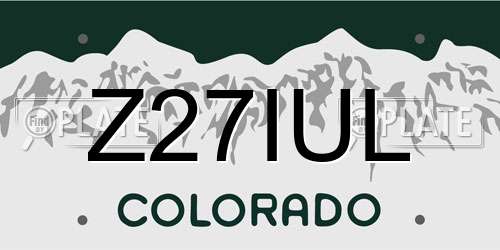 Z27IUL Colorado License Plate